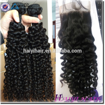 Wholesale Price Human Virgin Hair 4*4 Malaysian Virgin Hair Curly Lace Closure Piece